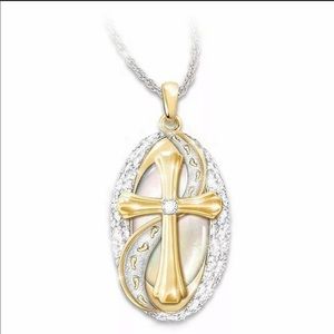 Beautiful Silver & Gold Cross Pendant Necklace